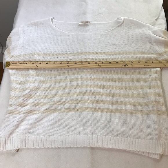 Suzy D London knit striped sweater dramatic sleeves beach coastal lightweight - Picture 4 of 10